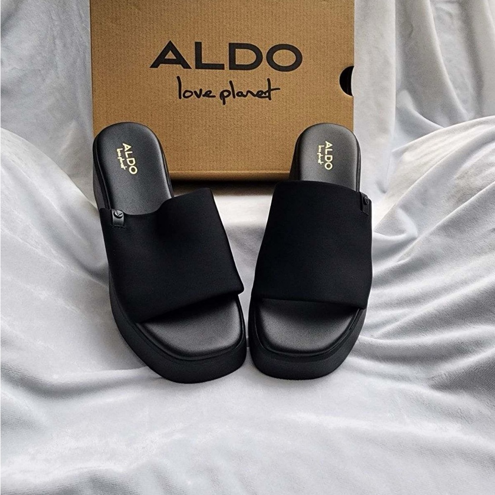 Aldo Love Planet Black Platform Sandals